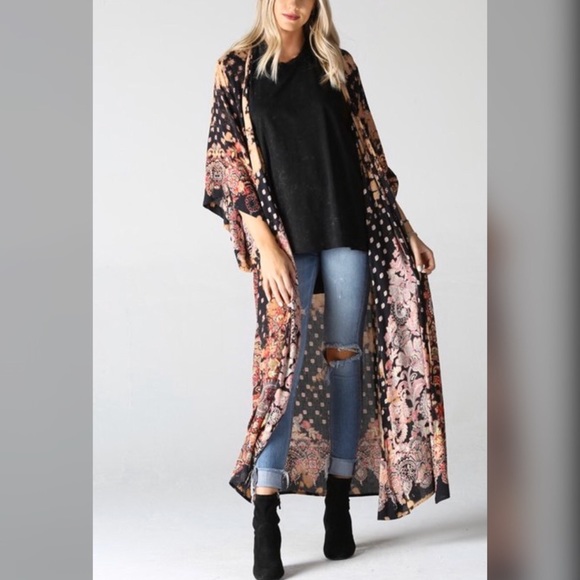 <LAST>Tie Dye Print Duster Kimono Cardigan - Picture 2 of 4